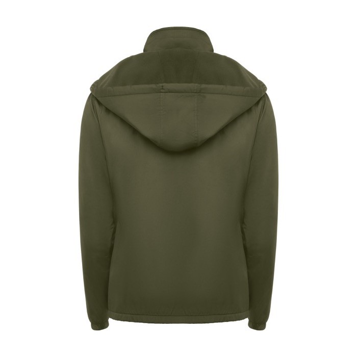Chaqueta impermeable ligera unisex de poliéster 85 g/m2 Roly color verde militar segunda vista trasera Chaqueta impermeable ligera unisex de poliéster 85 g/m2 Roly color verde militar segunda vista trasera