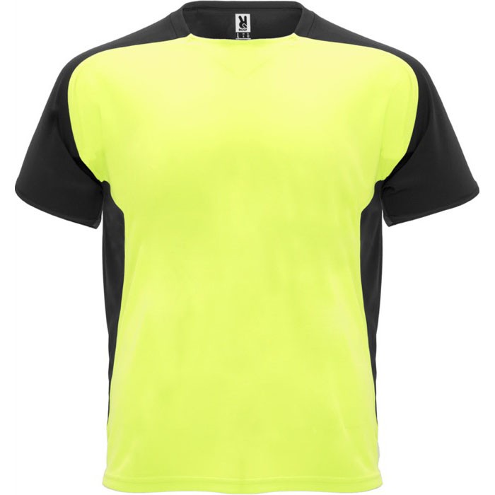 Camiseta deportiva unisex en manga corta de poliéster 140 g/m2 Roly color amarillo fluorescente
