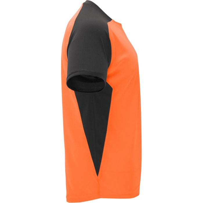 Camiseta deportiva unisex en manga corta de poliéster 140 g/m2 Roly color naranja segunda vista lateral