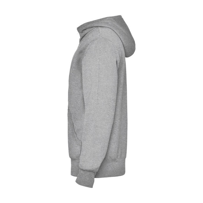 Sudadera de algodón y poliéster unisex con capucha 280 g/m2 Roly color gris claro jaspeado vista lateral