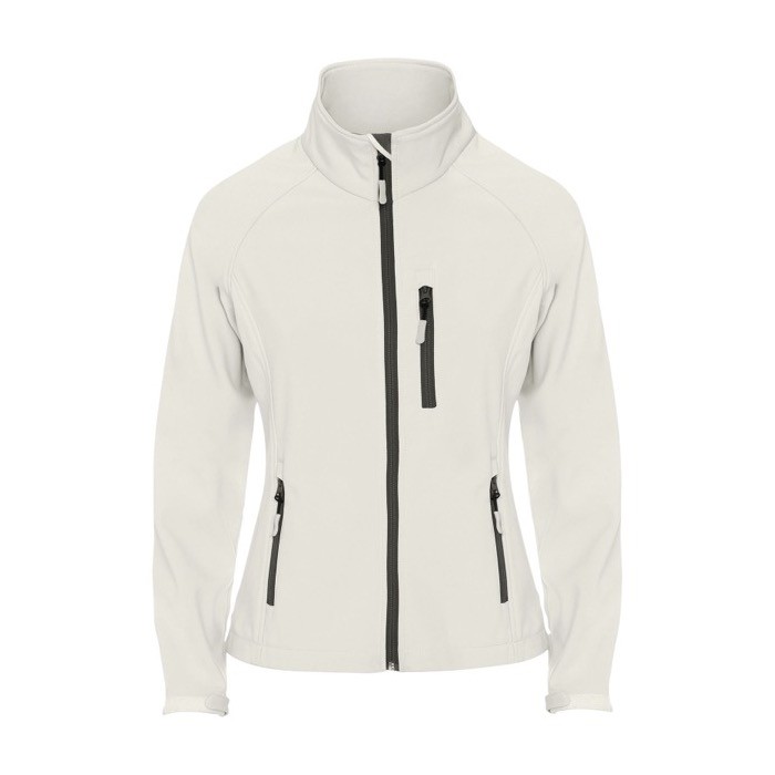 Chaqueta softshell para mujer de poliéster y elastano 300 g/m2 Roly color blanco roto