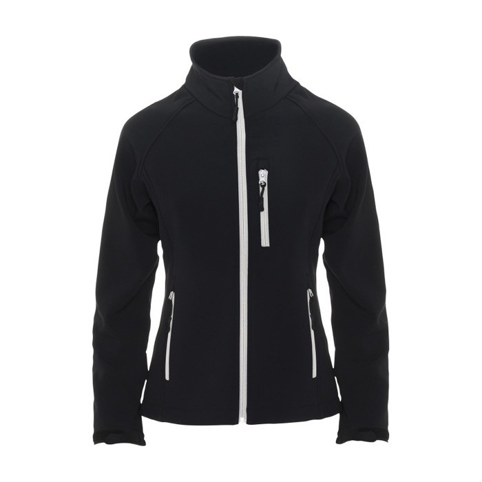 Chaqueta softshell para mujer de poliéster y elastano 300 g/m2 Roly color negro