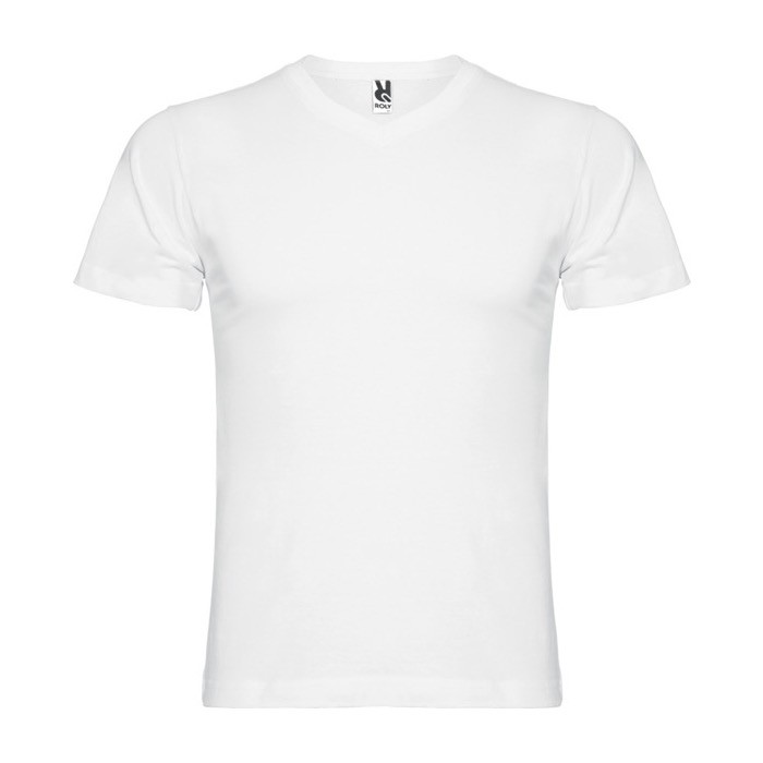 Camiseta de manga corta de algodón cuello en V de hombre 155 g/m2 Roly color blanco Camiseta de manga corta de algodón cuello en V de hombre 155 g/m2 Roly color blanco