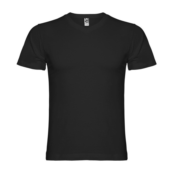 Camiseta de manga corta de algodón cuello en V de hombre 155 g/m2 Roly color negro Camiseta de manga corta de algodón cuello en V de hombre 155 g/m2 Roly color negro