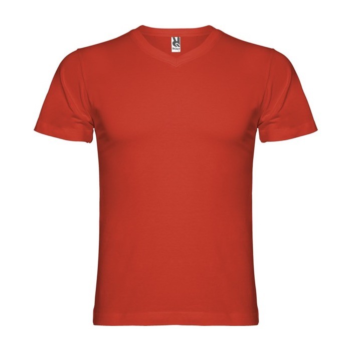 Camiseta de manga corta de algodón cuello en V de hombre 155 g/m2 Roly color rojo Camiseta de manga corta de algodón cuello en V de hombre 155 g/m2 Roly color rojo