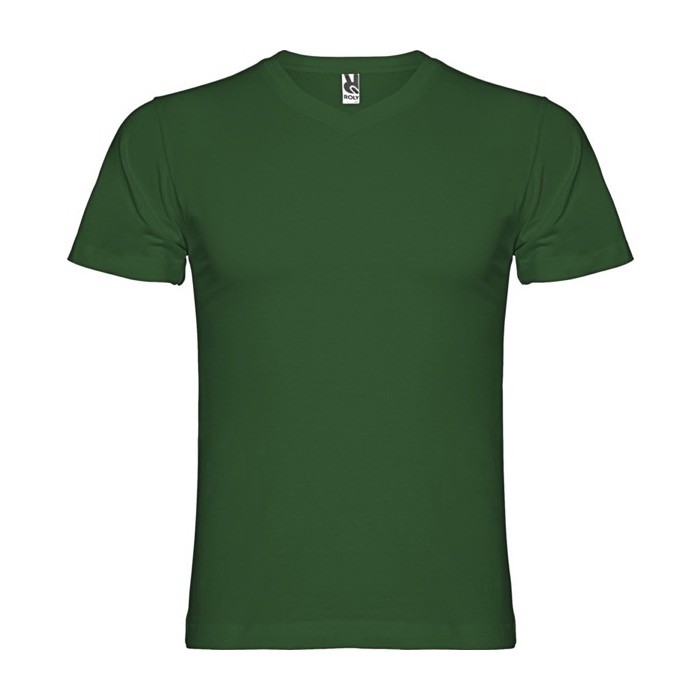 Camiseta de manga corta de algodón cuello en V de hombre 155 g/m2 Roly color verde botella Camiseta de manga corta de algodón cuello en V de hombre 155 g/m2 Roly color verde botella