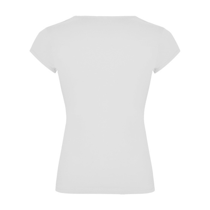 Camiseta de algodón para mujer con cuello de pico 200 g/m2 Roly color blanco segunda vista trasera