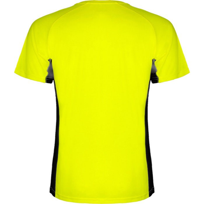 Camiseta deportiva de poliéster para hombre bicolor 140 g/m2 Roly color amarillo fluorescente segunda vista trasera