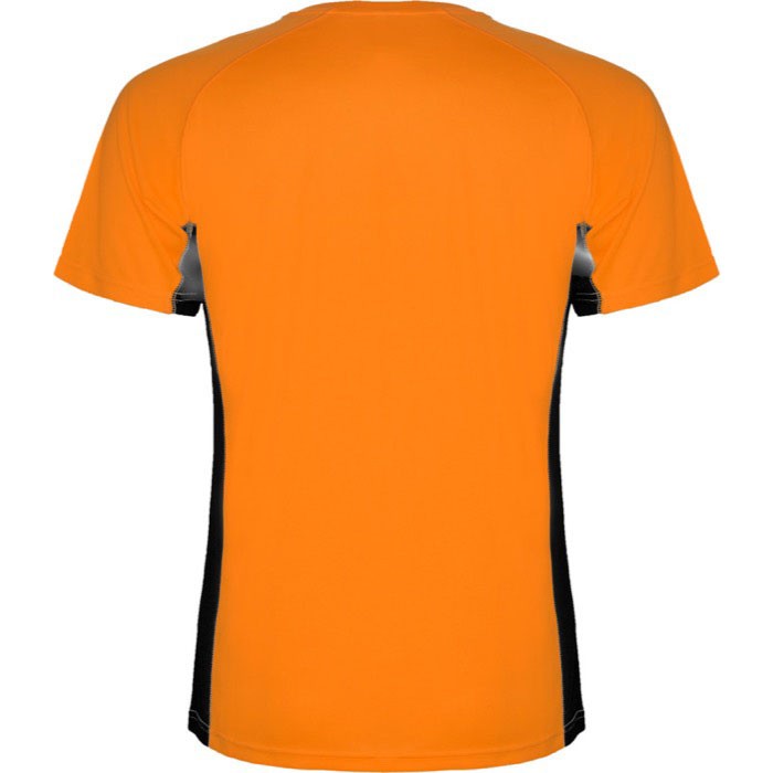 Camiseta deportiva de poliéster para hombre bicolor 140 g/m2 Roly color naranja fluorescente segunda vista trasera