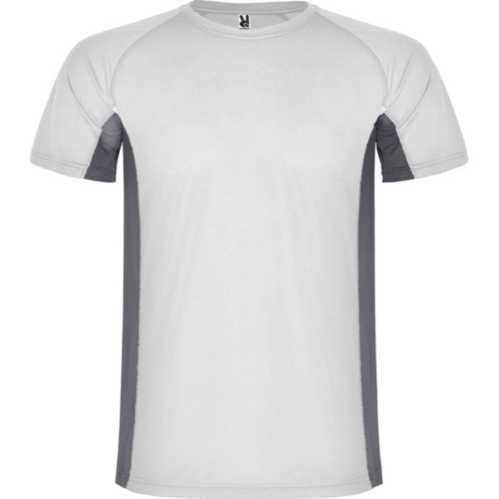 Camiseta deportiva de poliéster para hombre bicolor 140 g/m2 Roly color blanco