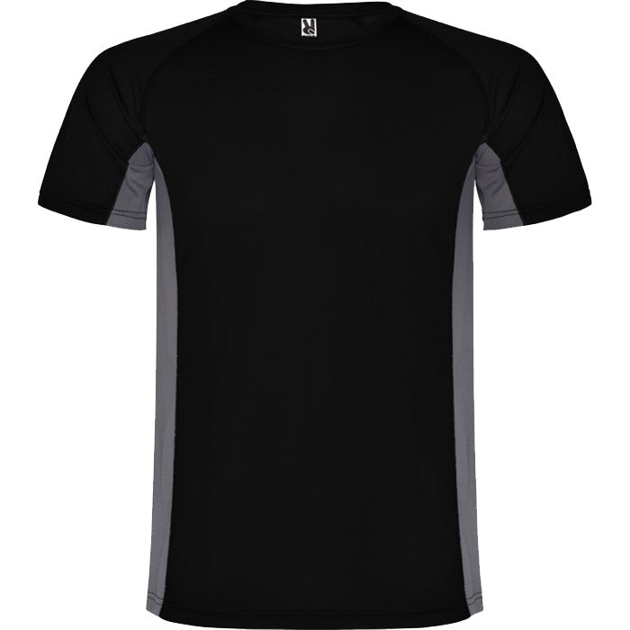 Camiseta deportiva de poliéster para hombre bicolor 140 g/m2 Roly color negro