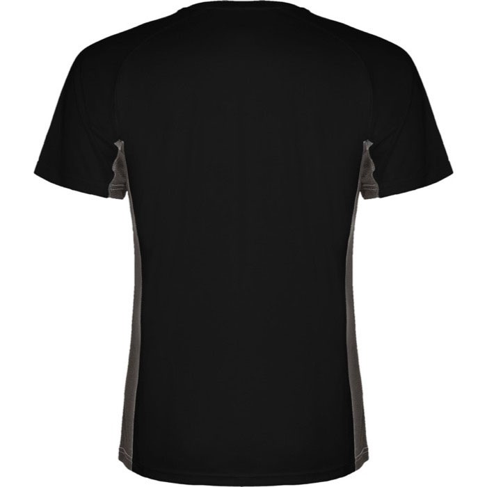 Camiseta deportiva de poliéster para hombre bicolor 140 g/m2 Roly color negro segunda vista trasera