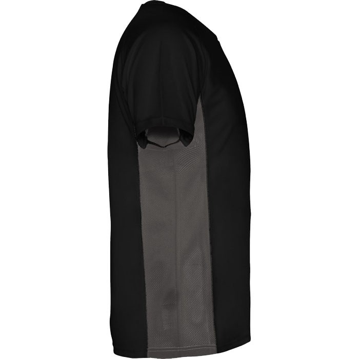 Camiseta deportiva de poliéster para hombre bicolor 140 g/m2 Roly color negro segunda vista lateral