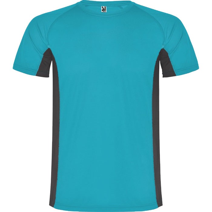 Camiseta deportiva de poliéster para hombre bicolor 140 g/m2 Roly color turquesa