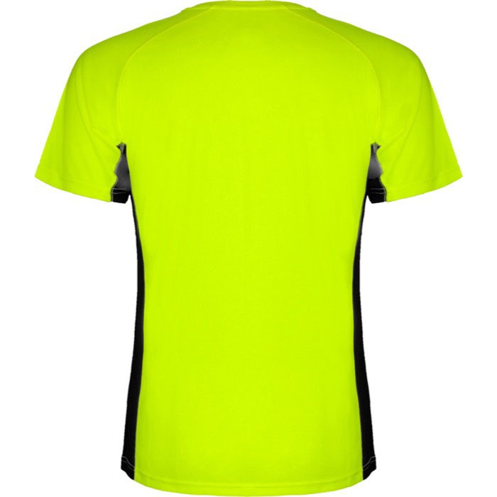 Camiseta deportiva de poliéster para hombre bicolor 140 g/m2 Roly color verde fluorescente segunda vista trasera
