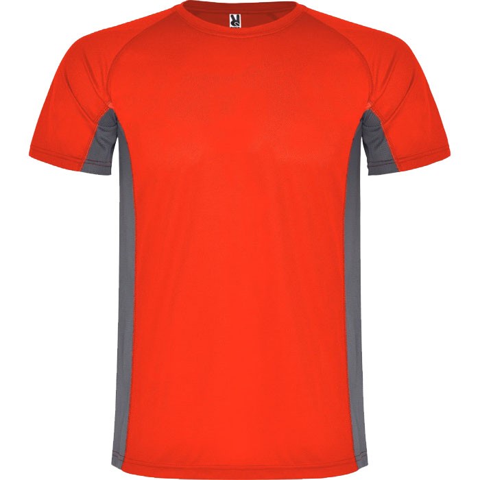 Camiseta deportiva de poliéster para hombre bicolor 140 g/m2 Roly color rojo