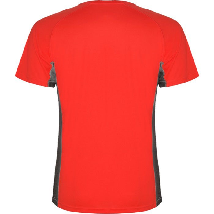 Camiseta deportiva de poliéster para hombre bicolor 140 g/m2 Roly color rojo segunda vista trasera