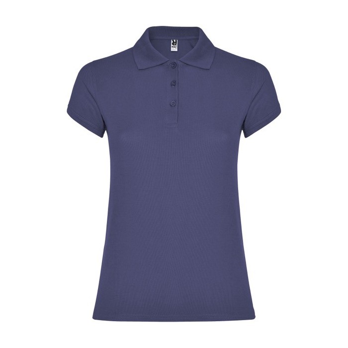 Polo de punto piqué en algodón 100% para mujer 200 g/m2 Roly color azul vaquero Polo de punto piqué en algodón 100% para mujer 200 g/m2 Roly color azul vaquero