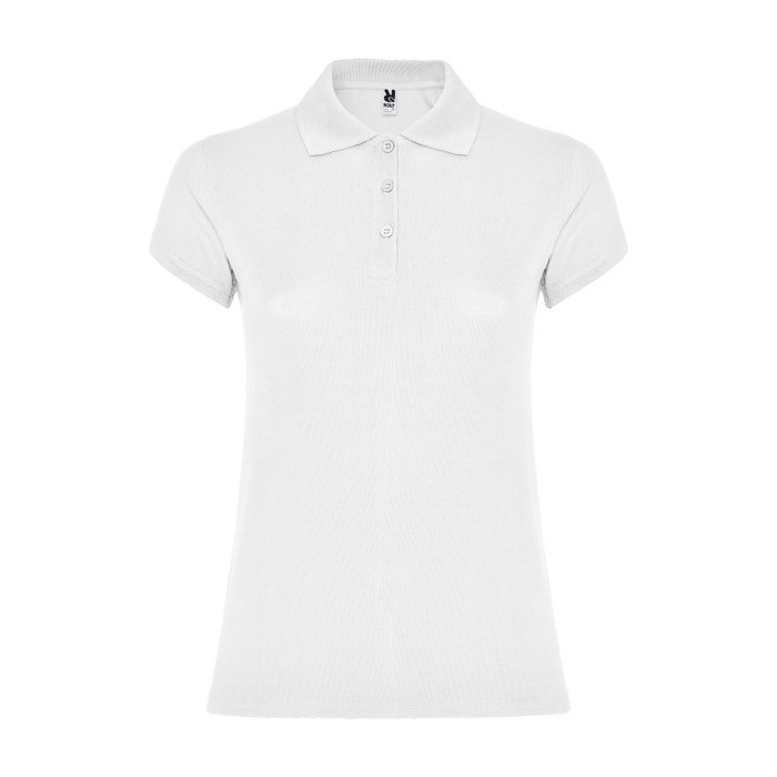 Polo de punto piqué en algodón 100% para mujer 200 g/m2 Roly color blanco Polo de punto piqué en algodón 100% para mujer 200 g/m2 Roly color blanco