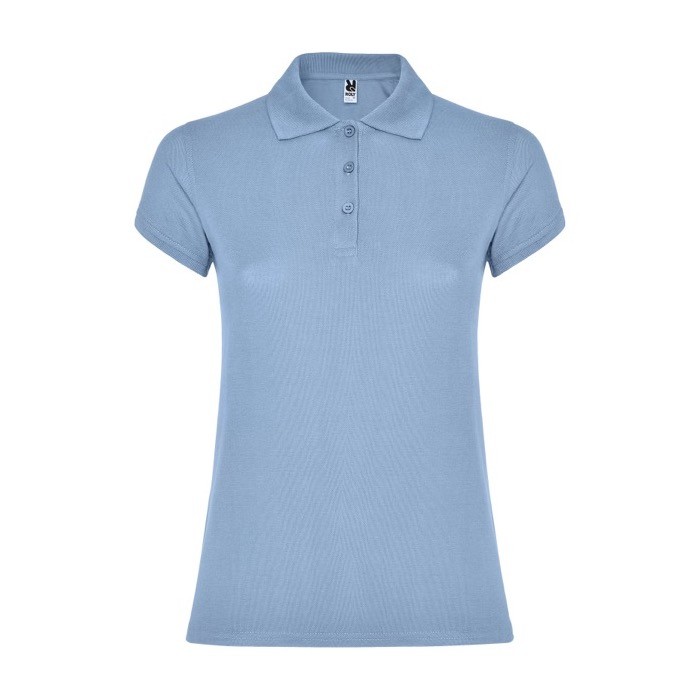 Polo de punto piqué en algodón 100% para mujer 200 g/m2 Roly color azul claro Polo de punto piqué en algodón 100% para mujer 200 g/m2 Roly color azul claro