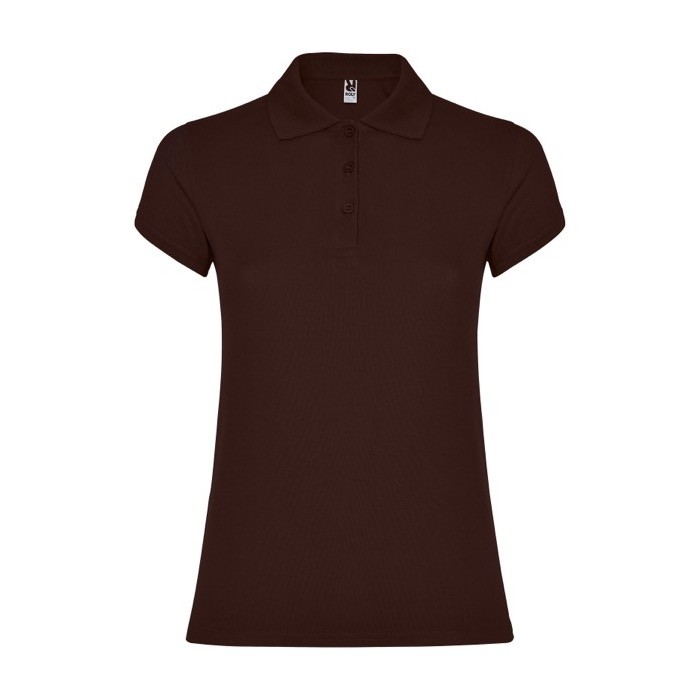 Polo de punto piqué en algodón 100% para mujer 200 g/m2 Roly color marrón oscuro Polo de punto piqué en algodón 100% para mujer 200 g/m2 Roly color marrón oscuro