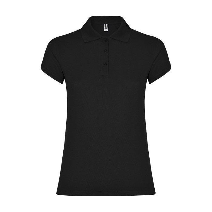 Polo de punto piqué en algodón 100% para mujer 200 g/m2 Roly color negro Polo de punto piqué en algodón 100% para mujer 200 g/m2 Roly color negro