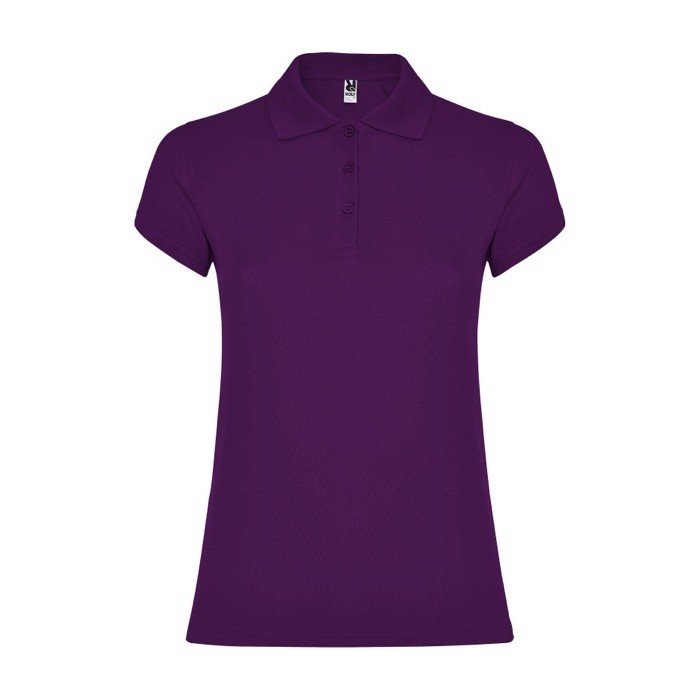 Polo de punto piqué en algodón 100% para mujer 200 g/m2 Roly color morado Polo de punto piqué en algodón 100% para mujer 200 g/m2 Roly color morado