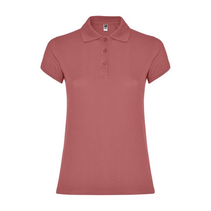 Polo de punto piqué en algodón 100% para mujer 200 g/m2 Roly color rojo desaturado Polo de punto piqué en algodón 100% para mujer 200 g/m2 Roly color rojo desaturado