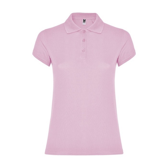 Polo de punto piqué en algodón 100% para mujer 200 g/m2 Roly color rosa claro Polo de punto piqué en algodón 100% para mujer 200 g/m2 Roly color rosa claro