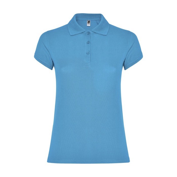 Polo de punto piqué en algodón 100% para mujer 200 g/m2 Roly color turquesa Polo de punto piqué en algodón 100% para mujer 200 g/m2 Roly color turquesa