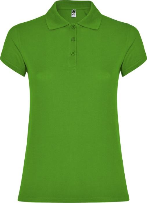 Polo de punto piqué en algodón 100% para mujer 200 g/m2 Roly color verde pasto Polo de punto piqué en algodón 100% para mujer 200 g/m2 Roly color verde pasto