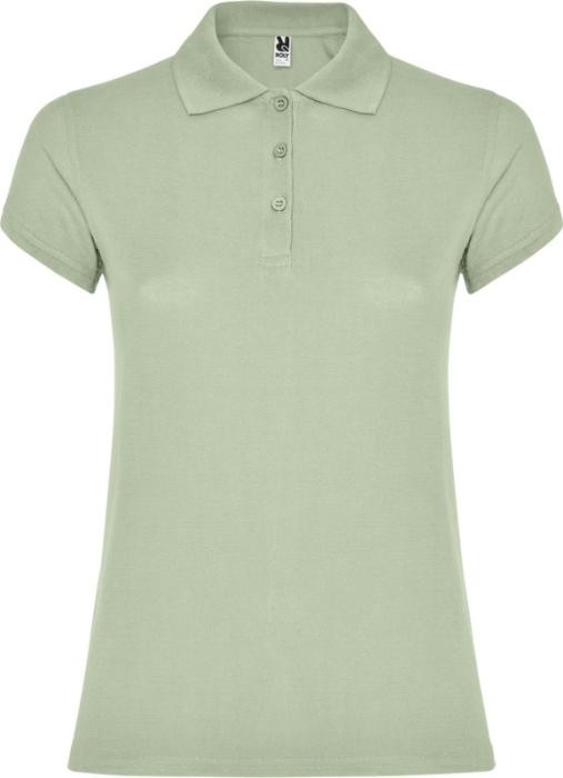 Polo de punto piqué en algodón 100% para mujer 200 g/m2 Roly color verde suave Polo de punto piqué en algodón 100% para mujer 200 g/m2 Roly color verde suave