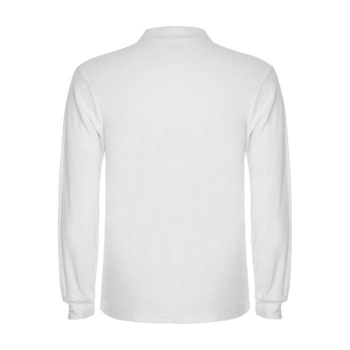 Polo de hombre en 100% algodón de punto piqué 220 g/m2 Roly color blanco segunda vista trasera