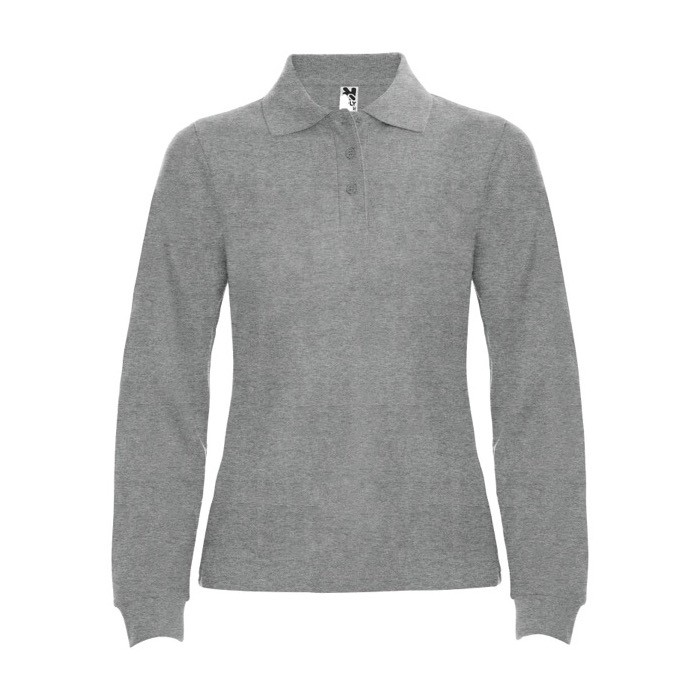 Polo de punto piqué 100% algodón para mujer 220 g/m2 Roly color gris claro jaspeado