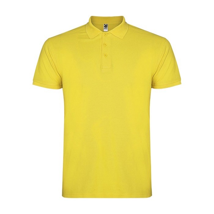 Polo de algodón en punto piqué de hombre en manga corta 200 g/m2 Roly color amarillo