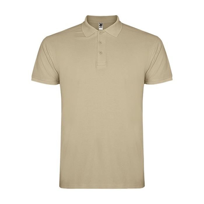 Polo de algodón en punto piqué de hombre en manga corta 200 g/m2 Roly color arena