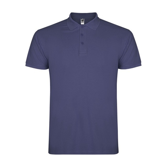 Polo de algodón en punto piqué de hombre en manga corta 200 g/m2 Roly color azul vaquero