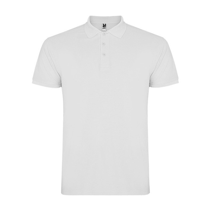 Polo de algodón en punto piqué de hombre en manga corta 200 g/m2 Roly color blanco