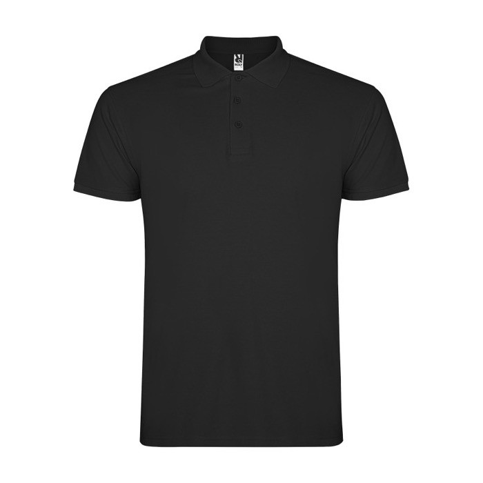 Polo de algodón en punto piqué de hombre en manga corta 200 g/m2 Roly color negro