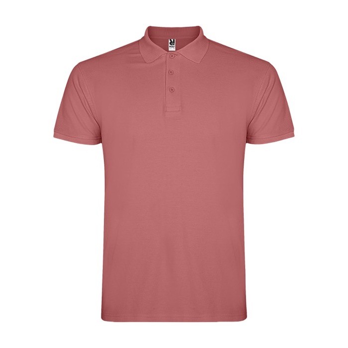 Polo de algodón en punto piqué de hombre en manga corta 200 g/m2 Roly color rojo desaturado