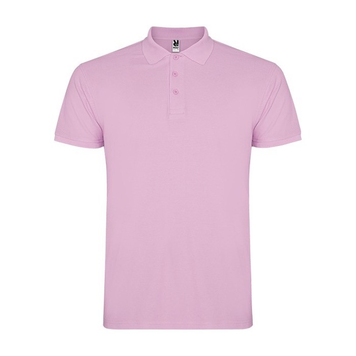 Polo de algodón en punto piqué de hombre en manga corta 200 g/m2 Roly color rosa claro