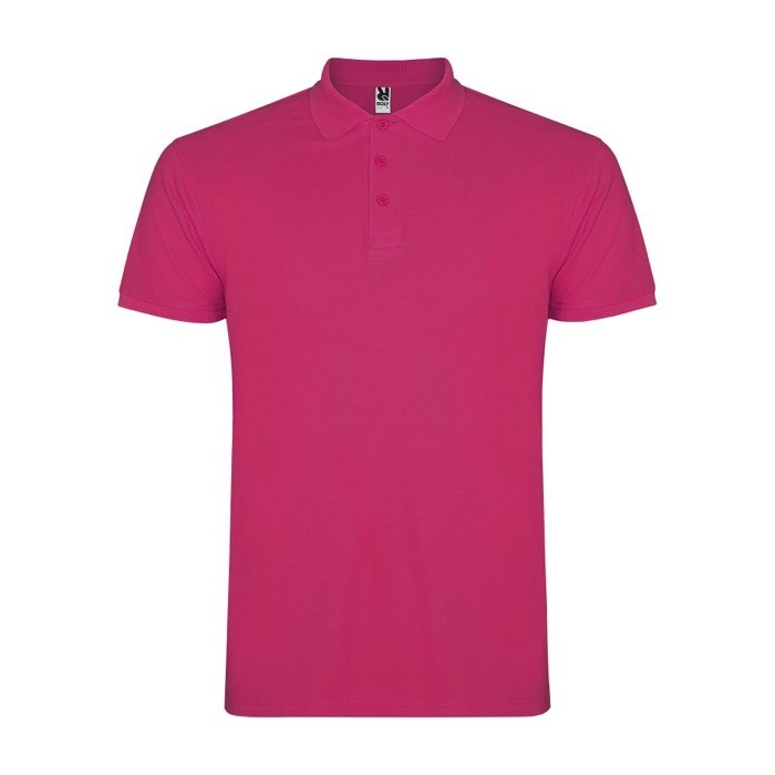 Polo de algodón en punto piqué de hombre en manga corta 200 g/m2 Roly color fucsia