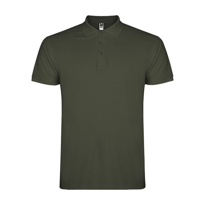 Polo de algodón en punto piqué de hombre en manga corta 200 g/m2 Roly color verde oscuro