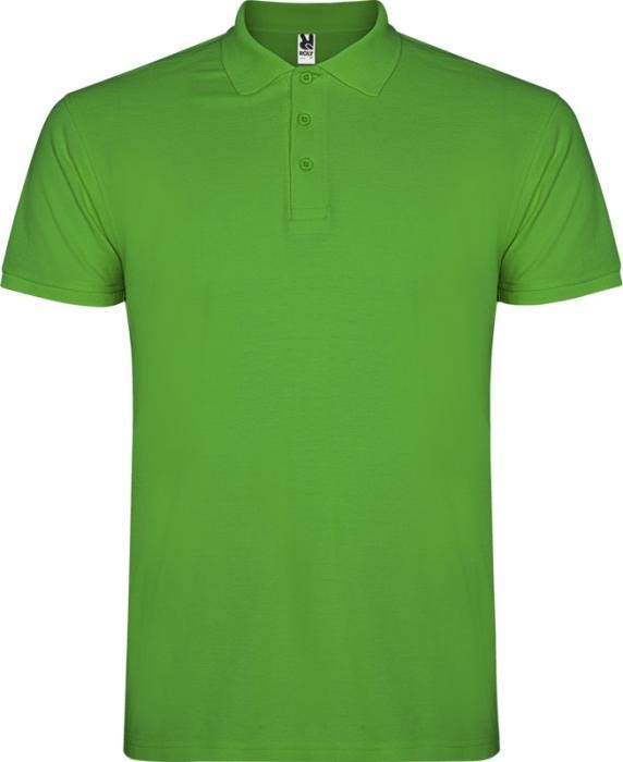 Polo de algodón en punto piqué de hombre en manga corta 200 g/m2 Roly color verde pasto