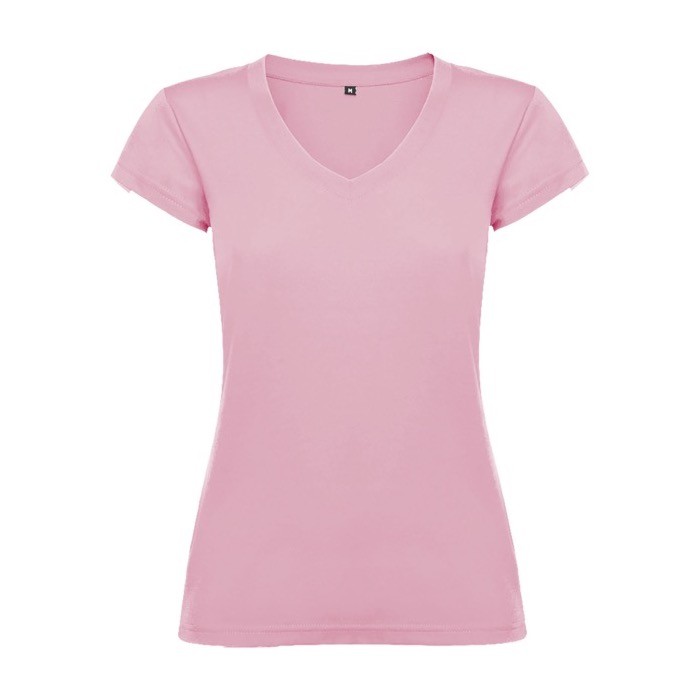 Camiseta de 100% algodón en punto para mujer 155 g/m2 Roly color rosa claro