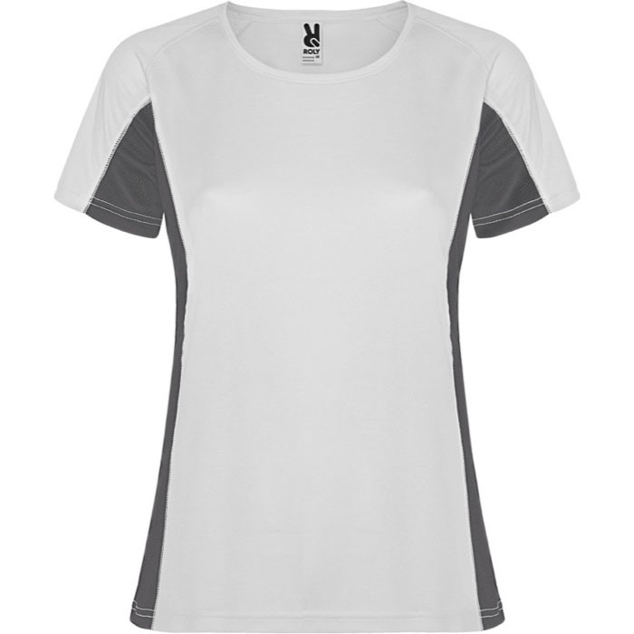 Camiseta deportiva de poliéster para mujer bicolor 140 g/m2 Roly color blanco Camiseta deportiva de poliéster para mujer bicolor 140 g/m2 Roly color blanco