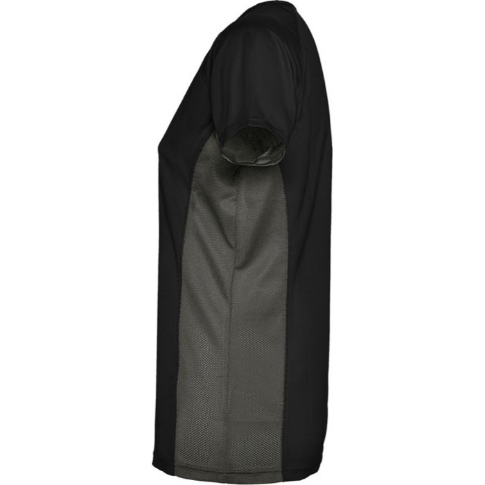 Camiseta deportiva de poliéster para mujer bicolor 140 g/m2 Roly color negro vista lateral Camiseta deportiva de poliéster para mujer bicolor 140 g/m2 Roly color negro vista lateral