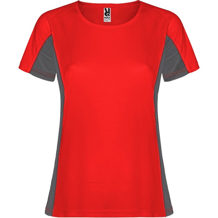 Camiseta deportiva de poliéster para mujer bicolor 140 g/m2 Roly color rojo Camiseta deportiva de poliéster para mujer bicolor 140 g/m2 Roly color rojo