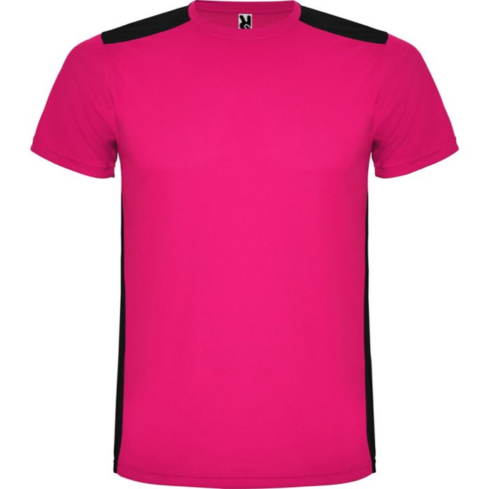 Camiseta deportiva unisex de poliéster en manga corta 130 g/m2 Roly color fucsia