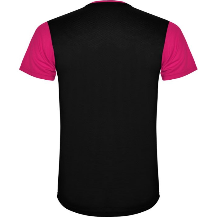 Camiseta deportiva unisex de poliéster en manga corta 130 g/m2 Roly color fucsia segunda vista trasera